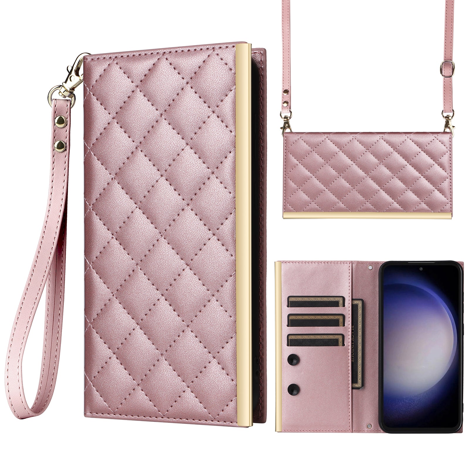 For Samsung Galaxy S23 FE Case PU Leather Suction Cup Phone Cover with Shoulder Strap For Samsung Galaxy S23 FE Case PU Leather Suction Cup Phone Cover with Shoulder Strap